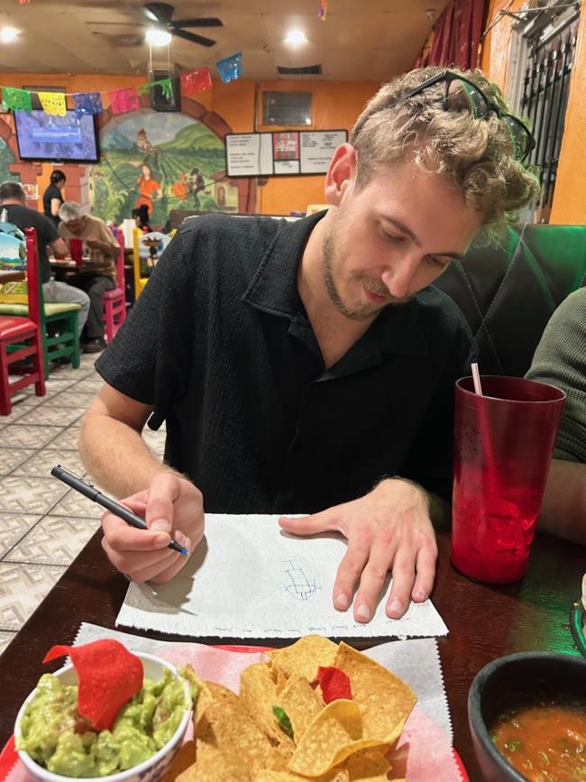 Phil sketching a new approach
